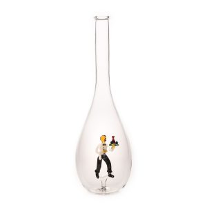 Díszpalack csepp alakú üveg Pincér figurával 0.5L