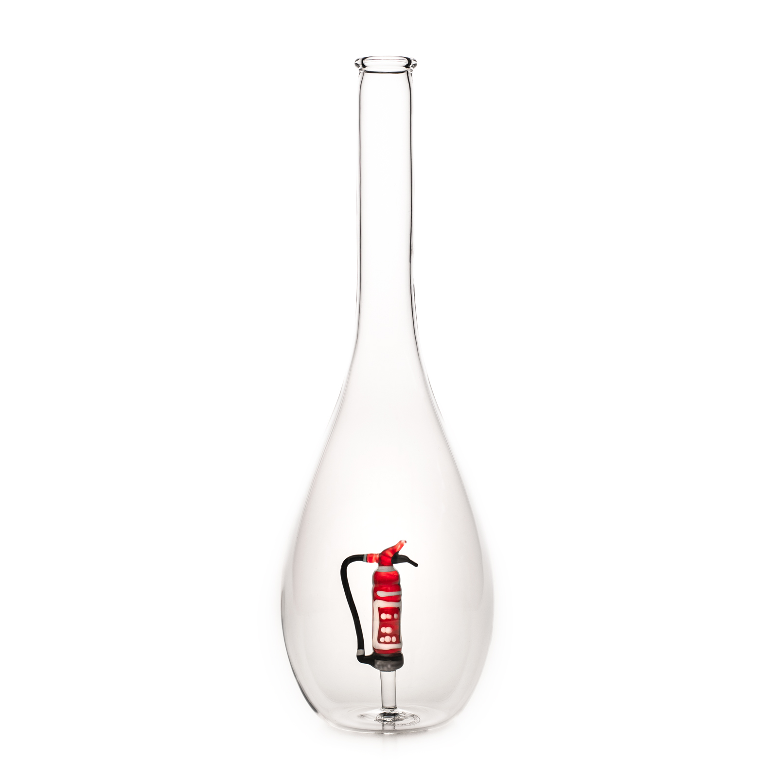 Díszpalack csepp alakú üveg Tűzoltókészülék figurával 0.5L