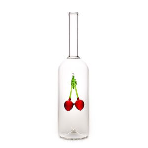 Díszpalack párhuzamos falú üveg Meggy figurával 0.5L
