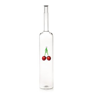 Díszpalack párhuzamos falú üveg Meggy figurával 1.5L