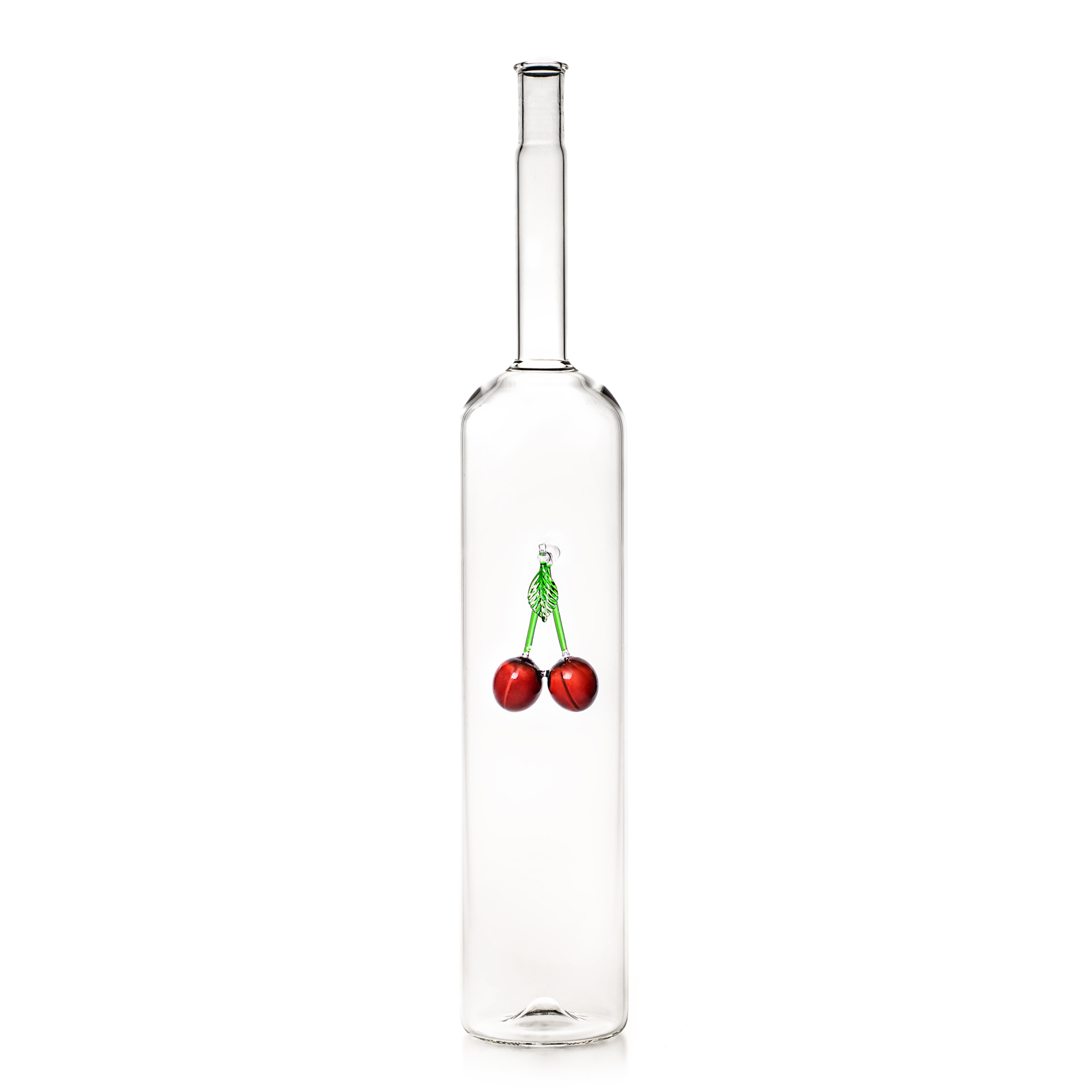 Díszpalack párhuzamos falú üveg Meggy figurával 1.5L
