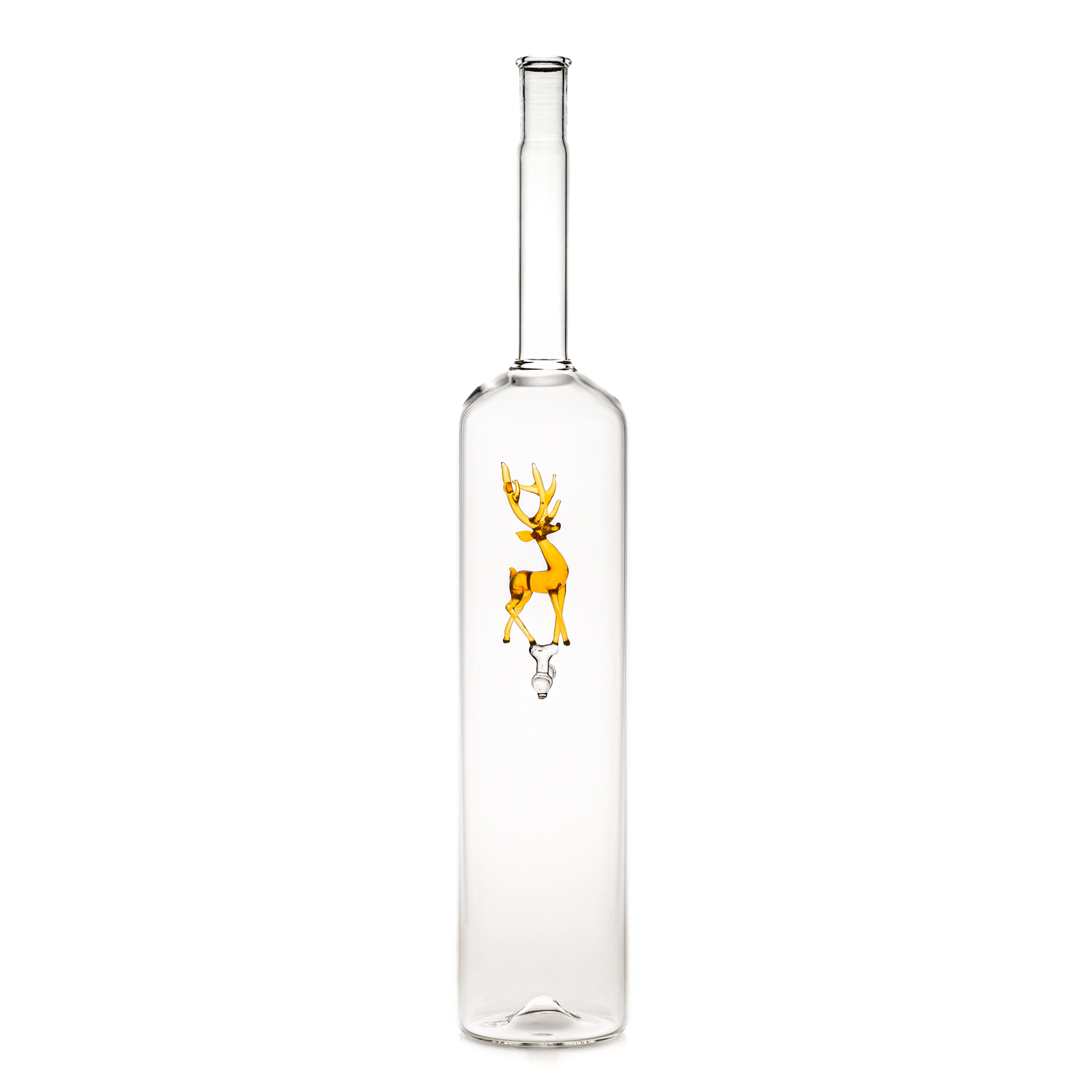 Díszpalack párhuzamos falú üveg Szarvas figurával 1.5L